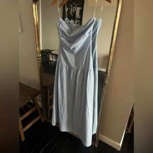 Blue Strapless Maxi Dress